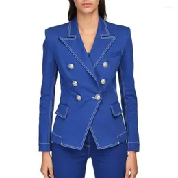 Giacche da donna Design Inghilterra ol Slim Jackes Woman 2022 Autumn Inverno Autumio Elegante Scialle blu Collar a doppio petto maniche lunghe Capola femmina