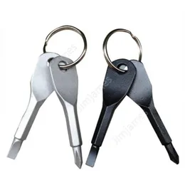 Skruvmejslar Keychain Outdoor Pocket Mini Skruvmejsel Set Key Ring med slitsade Phillips Handnyckelhängen 500Set DAJ476