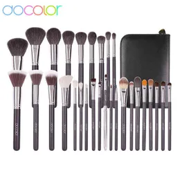 Docolor Makeup brushes set 29pcs Professional Natural hair Foundation Powder Contour Eyeshadow make up with PU Leather 220514