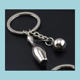 Keychains Acess￳rios de moda Mini boliche anel de boliche de alta qualidade de lembran￧a de metal chave de charme criativo keyring keyfobs carr caring penda dhqns