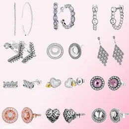 925 Sterling Silber Ohrringe, klassische authentische Kreis-Quasten-Ohrringe, Damen-Herz, Original-Passform für Pandora-Ohrstecker, Schmuckherstellung, DIY-Geschenk