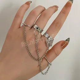 Панк прохладные хипхоп-цепные кольца многослойное открытое кольцо на кольцевые кольца сплавные кольца для женщин для женщин-бабочка для вечеринки подарки украшения
