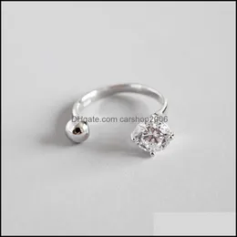 Band Rings Jewelry 100% Genuine 925 Sterling Sier Open Ring For Women Beads Zircon Adjustable Fine Ymr624 Drop Delivery 2021 Wqzn2