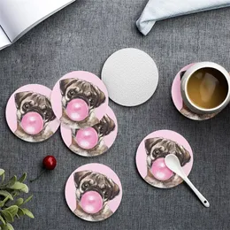 Upetstory Pink Bubble Pug Dog Print err Lovely Mug Mat Cup Table Pads Insulation Drink er Placemat Custom Image 220707