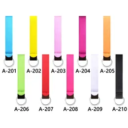 10 Colors Neoprene Wristband Keychains Solid Color Long Strip Wrist Keychain Pendant Key Decoration Key Chain Keyring