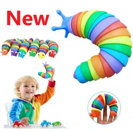 Fidget Toys Slug 3D Caterpillar Slugs Decompression Toy Flexible Articulating Stim Articulated Stretch Sensory for Autistic Children Adults Game Kids Gifts