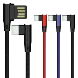 Cabos de carregamento rápido 1M Micro USB tipo C Cabo de telefone de 90 graus para Samsung S9 Huawei Xiaomi Microusb Carregador USB-C Fio de dados