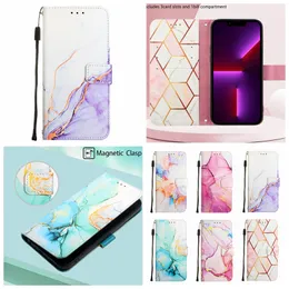 Fashion Marble Leather Wallet Cases For Samsung A73 A53 A33 A13 A22 A23 Galaxy S22 Ultra Plus S21 FE A03S Rock Stone Granite Quartz Gilded Splicing Holder Card Purse