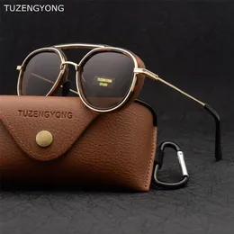 Tuzengyong gótico steampunk óculos de sol polarizados mulheres marca designer vintage homens óculos de sol uv400 220701