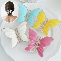 Summer Candy Color Butterfly zaciski włosów pazurki do włosów słodkie chwytanie akrylowego klips do włosów dla kobiet akcesoria