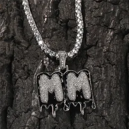 Custom Alphabet Letter Name Necklace Drop Oil Splicing Pendant Necklaces for Men Women