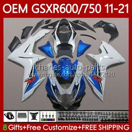 Fairings de injeção para suzuki gsxr 600 750 cc k11 750cc 600cc gsxr600 11 12 13 14 15 16 121No.84 GSXR-600 branco azul GSXR750 2017 2019 2020 2021 GSXR-750 11-21 corpo