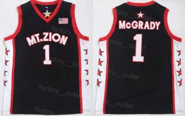 Men Mount Zion Christian Basketball 1 T-Mac High School Jersey Tracy McGrady Uniform College Team Color Black for Sport Fan University oddychający wysokiej jakości