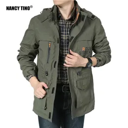 NANCY TINO Hiking Jackets for Men Spring Young Casual Mid-Length Outdoor Windbreaker Fishing Windproof Hook&Loop Slim Coat 220516