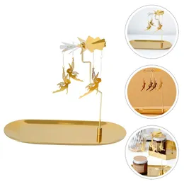 Candle Holders Set Desktop Adornment Storage Plate Tray Rack Golden Beautiful Rotating Bracket CandleCandle HoldersCandle