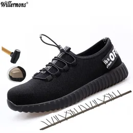 Mens Yaz Nefes Alabası Çelik Toe Antishing iş ayakkabıları Erkekler Antipunktur Güvenlik Ayakkabıları Y200915