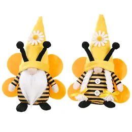 Bumble Bee Gnome Decorated Cute Scandinavian Nisse Bee Elf Doll with Artificial Daisies