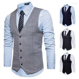 Men's Vests LUCLESAM 2022 Men Business Single Breasted Suit Vest Male Sleeveless Formal Jacket Ropa Para Hombre Chaleco Stra22