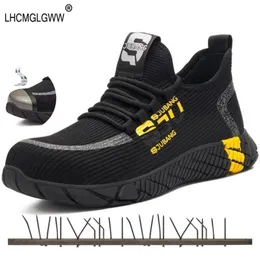 Fashion Mens Steel Toe Work Safety Shoes Breattable Outdoor Sneakers Anti Puncture Proof Boots Bekväm industriell sko Y200915