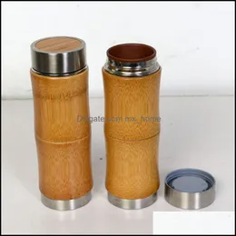 Mugs Drinkware Kitchen Dining Bar Home Garden 10oz rostfritt st￥l Thermo Cup Bambu kaffekoppar keramik te mugg vatten bo dhkzo