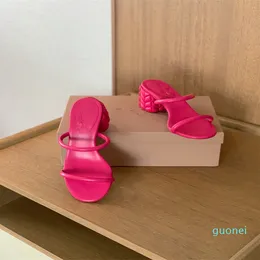 2022 sandali estivi con tacco in vera pelle per ragazze abito da sposa diapositive ritaglio femminile slingback pantofole da pista mocassini casual da passeggio 888