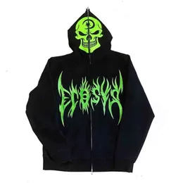 New Skull Embroidered Oversized Hoodie Women Y2K Gothic Punk Jacket Harajuku Zip Sweatshirt Women Street Trend Fashion Clothing