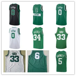 2022 Jerseys Basketball Jayson Tatum 0 Bird 33 Kevin Garnett 5 Paul Pierce 34 Jersey Green White Black City 75th Men Stitched Jersey S-XXL Mix And Match Order