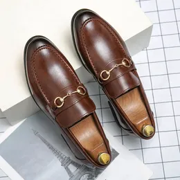 Men Shoes Luxury Brown Leather Shoes Black For Men Loafers Fashion Casual Luxury Lether Italian Men's Wedding Hippie