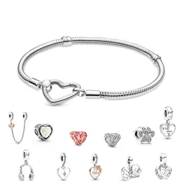 Women s925 Silver Charm Bracelets Logo Design Jewerly Snake Chain Fit Pandora Beads For Lady DIY Making With Original Box