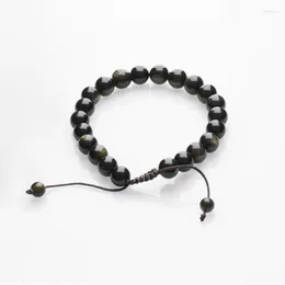 Beaded Strands Armband 8mm Natural Stone Men's Gorgeous Semi-Hearcious Golden Obsidian Healing for Women Jewelry Fawn22