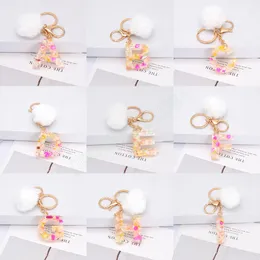 Puszyste Futro Pom Pom Keychain Miękkie Faux Rabbit Fur Ball Car Brelok Pompon Klucz Uchwyt Kobiet Torba Wisiorek Biżuteria Prezenty