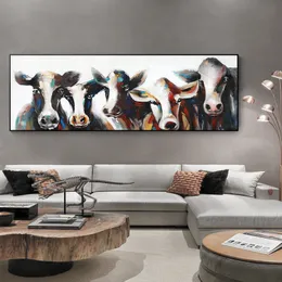 Original Abstract Art Painting Five Cows Posters And Prints Wall Art Canvas Pictures for Living Room Home Decoration