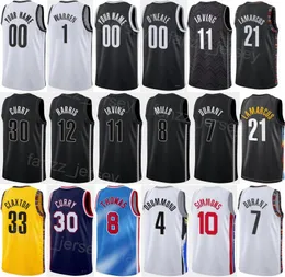 인쇄 아이콘 협회 농구 에디션 TJ Warren Jersey 1 Ben Simmons 10 Seth Curry 30 Nicolas Claxton 33 Kessler Edwards 14 Royce Oneale 00 사용자 정의 이름 남성 여자