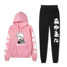 New My Hero Academia Hoodies Pants Suit For Men Women Adult Cartoon Anime Sweatshirt Suit Unisex Autumn Winter Clothes Suit G1217