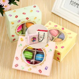 Present Wrap Macaron Storage Case Baking Box 6-Grids Small Cookie Cake dessert Party Containers med Clear Window Lighgift