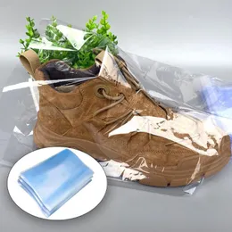 غلاف الهدية 100pcs أكياس تقلص الحرارة حقيبة سلك مسطحة شفافة PVC للتعبئة والتغليف