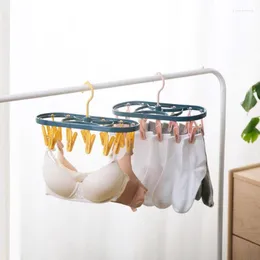 Hangers & Racks 12 Clips Rotable Drying Rack Travel Portable Plastic Underwear Socks Hanger Windproof Clothes