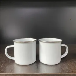 12oz Sublimations-Emaille-Becher, Wärmeübertragung, emaillierte Tasse mit Henkel, Kaffeetassen DH985