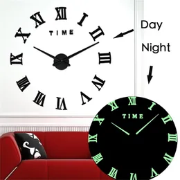 modern design rushed Quartz clocks fashion watches mirror sticker diy living room decor new arrival 3d real big wall clock T200601