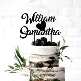 Nome personalizzato Acrilico nero Cake Topper Con cuore Wedding Party Cake topper Personalizzato Wedding Engagement Cake Decorazioni 220618