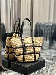 Women handbags PANIER Tote shopping bag handbag raffia woven hobo fashion Large Beach Straw bags luxury designer travel Crossbody Shoulder bag leather handle