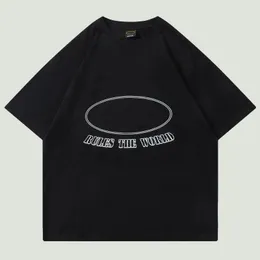 Summer Street Giyim Erkekler Sabit Tişörtler Harajuku Mektup Yelkenli Basılı Tees Hip Hop Pamuk Gevşek Kısa Kollu Tişört Unisex 220712
