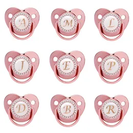 PACIFIERS# NAME INITIAL LETTERS PACIFIER Född Baby Girls BLING ROSE GOLD SILICONE PACIFIERS BPA GRATIS TODDLER SPARN DUMMY NIPPLEPACIFIE