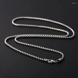 Chains 3mm Wide Box Necklace Pendant Pure 925 Sterling Silver Men Women Chain Statement Jewelry For WomenChains Elle22