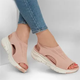 Kvinnor Casual Sandalias Mujer Summer Shoe Heels Sandals Platform Peep Toe Wedges Chaussure Femme 220701