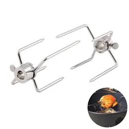 Lmetjma 2pcs/set rotisserie barbekü çatallar paslanmaz çelik tükürük tavuk ızgara et çatal aracı KC0149 220510