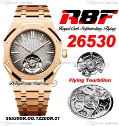R8F V3 Tourbillon Flying A2950 Relógio masculino automático 41 Auto -sondagem 2653 Gold rosa Extra fino fino fumado Dial cinza Pulseira de aço inoxidável 2022 Super edição PureitMe C3