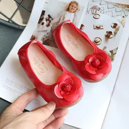 Athletic Outdoor Est Baby Toddler Kids Shoes For Girls Flower Leather Dance Soft Bottom Non-Slip Children Casual Flats slip-onathletic