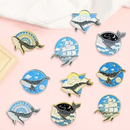 Pins Brooches Creative Trendy Cartoon Cute Animal Whale Ocean Oil Drop Brooch Pin Denim Bag Gift Men Women Fashion Jewelry Clothes Decorati