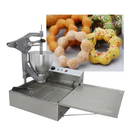 110V 220V Donut Machine för dessertbutik kommersiellt rostfritt stål Donut Maker med rund sfärisk blomstyp 3 uppsättningar av formar